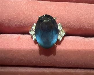 Sterling silver ring with blue stone