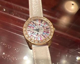 Multi colored rhinestone watch