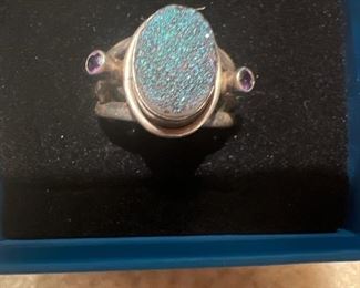 Sterling Silver Ring with amethyst stones