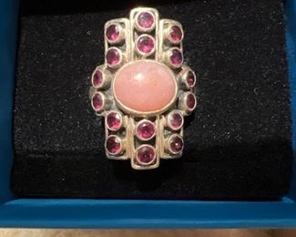 Sterling silverRing with pink Stones