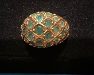 Sterling Silver Ring with green Stones