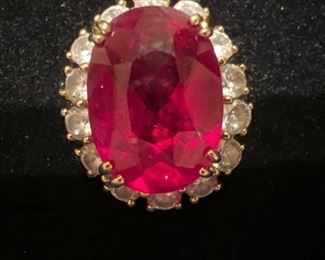 Sterling Silver Ring With Red Stones