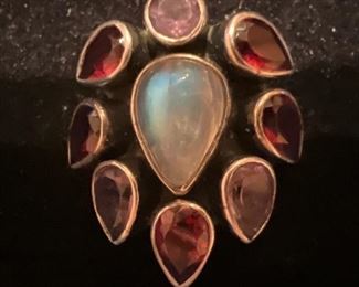 Sterling Silver Ring with garnet colored stone