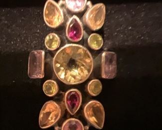 Sterling silver ring with colored stones