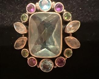 Sterling silver ring with colored stones 