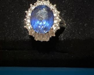 Sterling silver Rings with blue & clear  stones