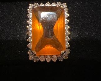Sterling silver ring 💍 with amber colored stones