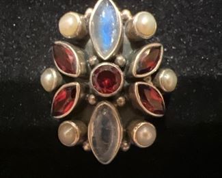 Sterling silver ring with colored stones 