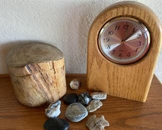 154 Carved Wood Lidded Box And Clock