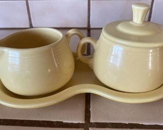 176 Fiestaware Creamer And Sugar Bowl with Tray