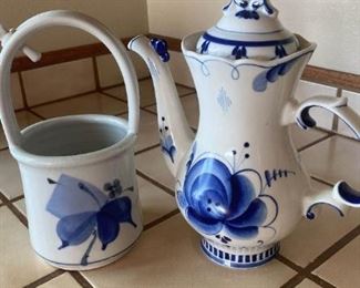 178 Handmade Gzhel Russian Ceramic Coffee Server