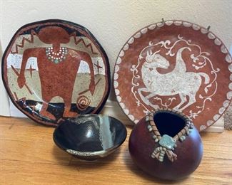 Artists Rob Sanders And Mary Ganks Ceramic Plates ELM Dish And Gourd Bowl