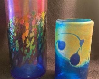 Br140 Irradescent Glass Vases