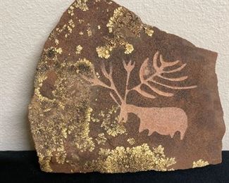 Lr015 DVorah Curtis Sedona Antlered Deer Petroglyph Plaque