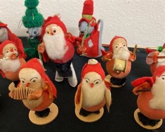 Lr019 Vintage Santa And Elves Ornaments Japan