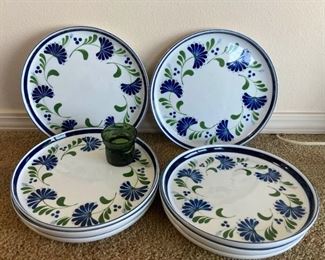 Set Of 8 Dansk Sage Song 11in Dinner Plates And Dansk Candle Holder