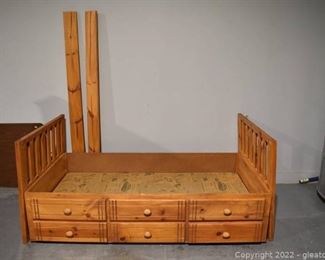 Captain Twin Size Trundle Pedestal Base Bed Frame