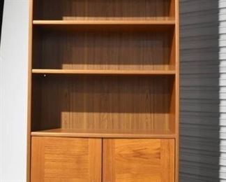Danish Six Shelves 2 Door Bookcase Teak Finish