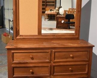 Student Dresser with 6 Drawers Mirror and Cork Bullertin Board