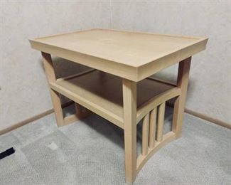 Blonde wood 2 tier side table 22 x 19 x 30 in