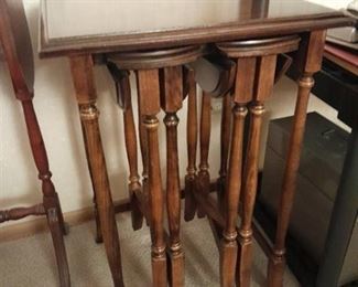 Wooden nesting side tables large one is 25 x 17 x 14 in