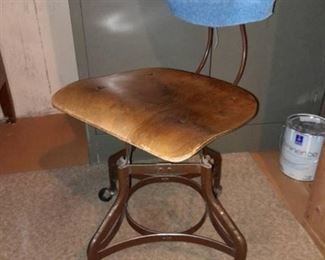 Antique metal and wood librarians swivel stool