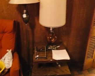 Pole lamp, end table