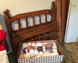 Twin bunk beds, yarn