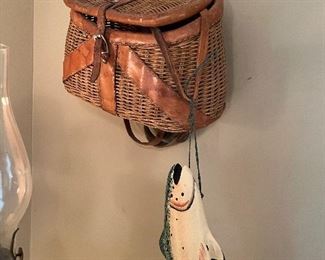 Rare antique fishing basket in amazing condition.