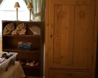 Pine wardrobe, bookcases