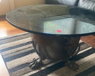 Brass clawed feet coffee table