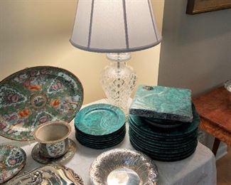 Famille rose porcelain & Waterford lamp