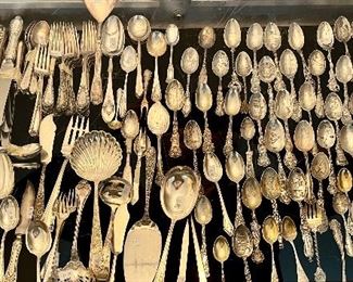 All sterling including a collection of souvenir spoons
