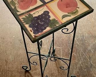TILE TOP WROUGHT IRON PLANT STAND