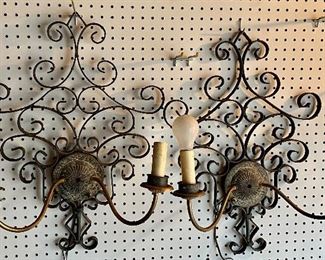 ANTIQUE WROUGHT IRON WALL LAMPS