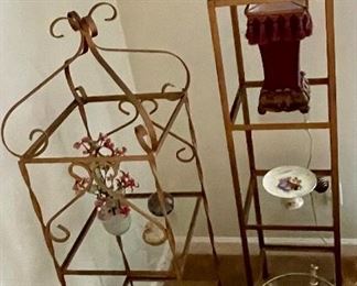 WROUGHT IRON/GLASS SHELF UNITS