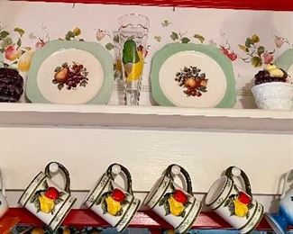 VINTAGE GLASSWARE, PLATES, MUGS