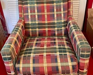 UPHOLSTERED PLAID CHAIR