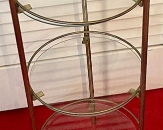 BRASS/GLASS PLANT SHELF/STAND