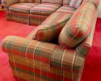 2-PCS UPHOLSTERED PLAID SECTIONAL