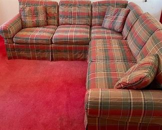 2-PCS UPHOLSTERED PLAID SECTIONAL