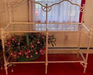 WROUGHT IRON/GLASS 2-TIER SHELF