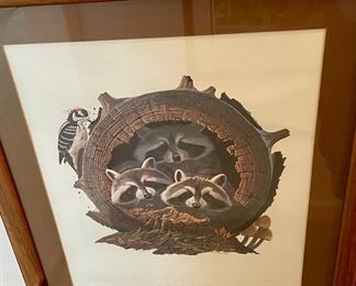 FRAMED RACCOONS PRINT - "NO REST FOR THE NIGHT SHIFT"