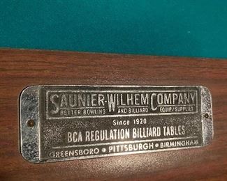 Nameplate from the super cool billiards table.