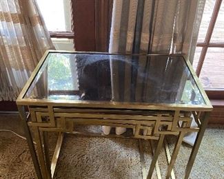 Brass and glass stacking tables. So fresh and so clean!