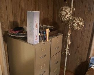 Super fantastique MCM floor to ceiling lamp with filing cabinets.