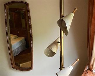 Super choice floor to ceiling lamp with starburst-etched shades.