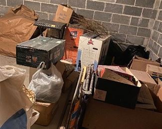 Vintage children's books, computers, detritus.