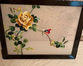 Beautiful embroidery on silk screen.