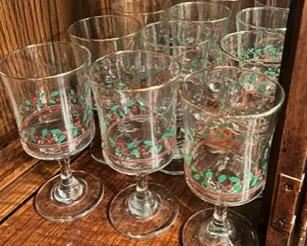 Gold rimmed Christmas Water Glasses
